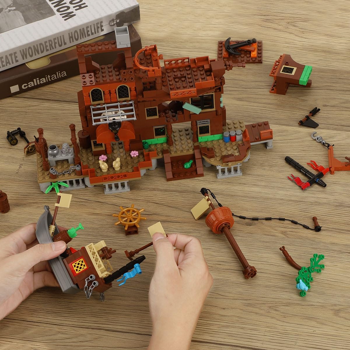 Pirate Ship Building Toys, Pirate Dock Themed City Building Block Set (560pcs) - BigGreenBear.com Building Toys 29.99 USD Big Green Bear
