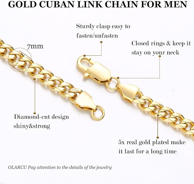 NEW! Cuban Link Chain for Men Stainless Steel Gold Chain Necklace - BigGreenBear.com jewelry 22.00 USD Big Green Bear