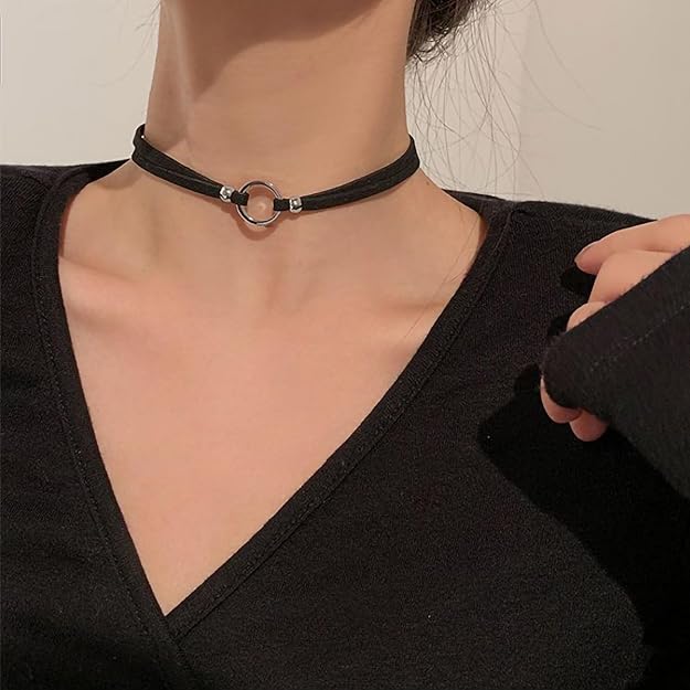 Women, Adjustable Layered Velvet Leather Lace Collar Necklace