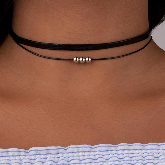Women, Adjustable Layered Velvet Leather Lace Collar Necklace