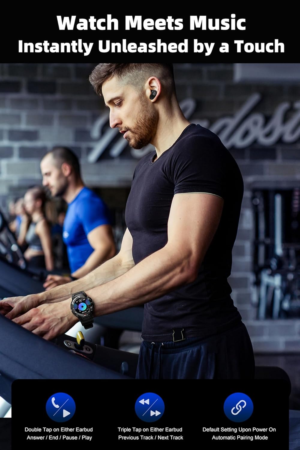 Men's Smart Watch with Earbuds, TWS Wireless Earphones for Android iOS Phones - BigGreenBear.com SMART WATCH 49.23 USD Big Green Bear