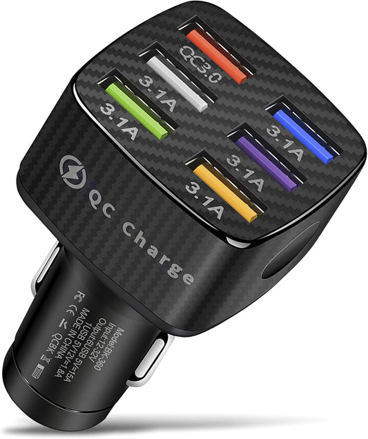 Car Charger Adapter, 6 USB Multi Port, Fast Charger, Include QC 3.0 and 5 Other Ports -  BigGreenBear.com cell phone 8.99 USD Big Green Bear