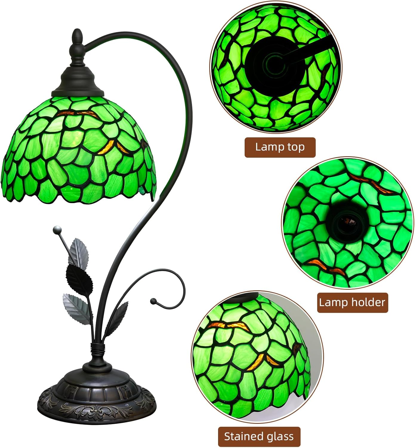 Green Leaf Table Lamp Tiffany Lamp Handcrafted Stained Glass lamp