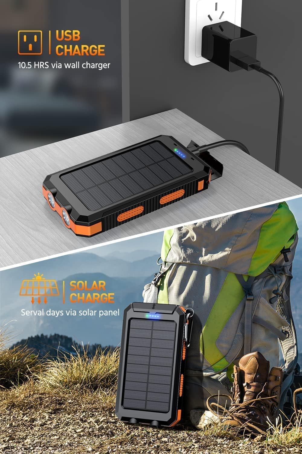 Power Bank, Solar Charger,36800mAh 5V3.1A QC 3.0 Dual 2 USB Port - BigGreenBear.com cell phone 18.99 USD Big Green Bear