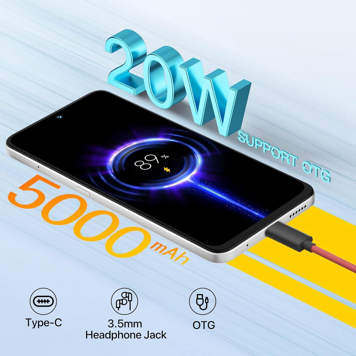 UMIDIGI Note 100 5G Cell Phone, Android 14 Unlocked Phones, 12(6+6) GB+128GB/TF 1TB Expend