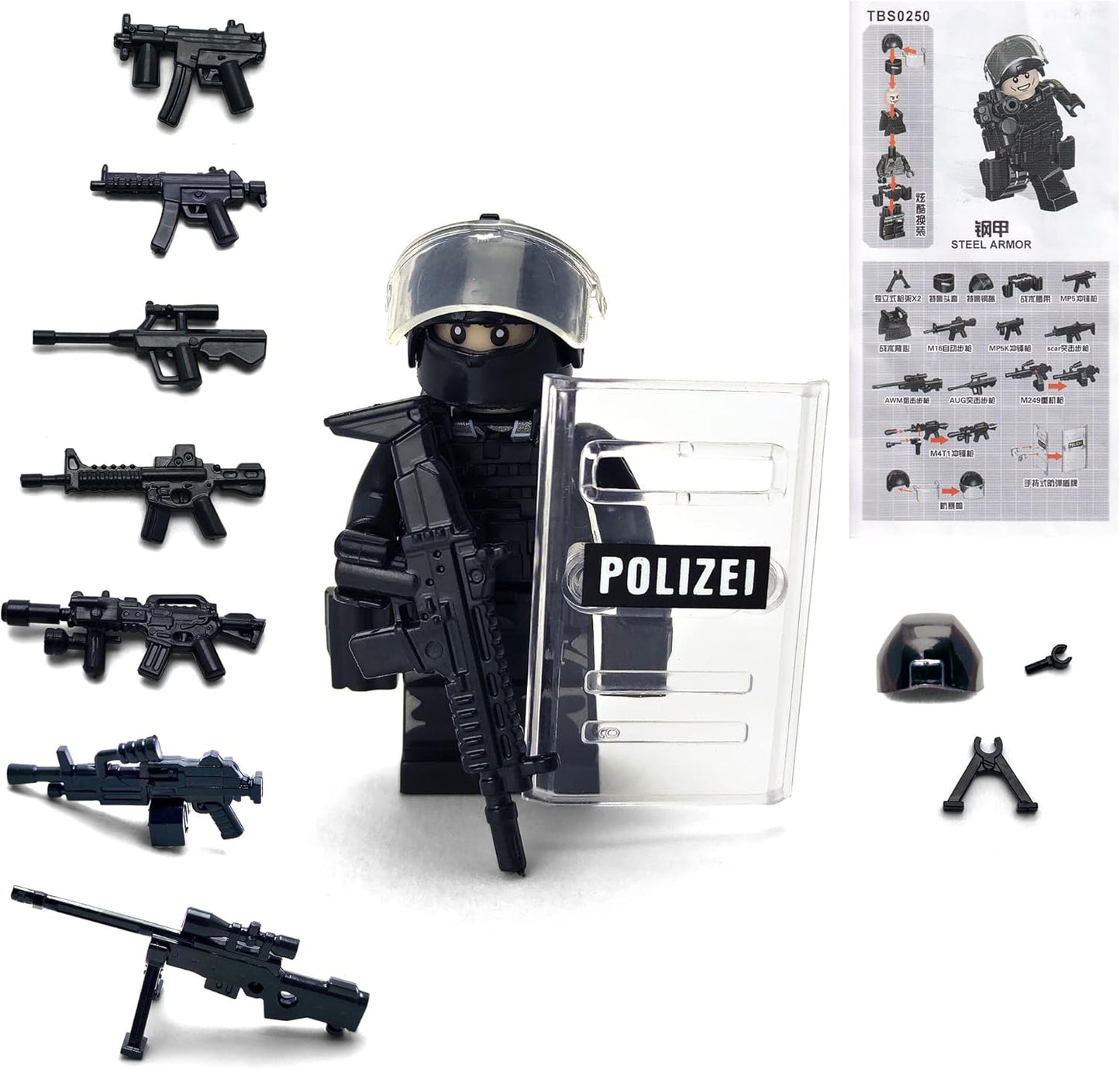 SWAT Military Police Building Block Kit Set of 6 PCS) with Dog, Modern Weapons, Accessories - BigGreenBear.com Building Toys 29.95 USD Big Green Bear