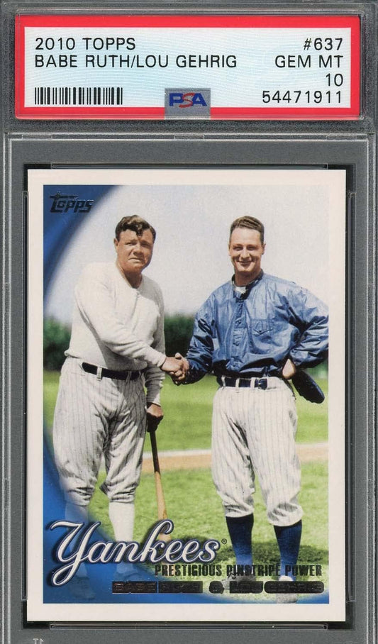 Babe Ruth Lou Gehrig 2010 Topps Baseball Card #637 Graded PSA 10 -  BigGreenBear.com Baseball cards 198.00