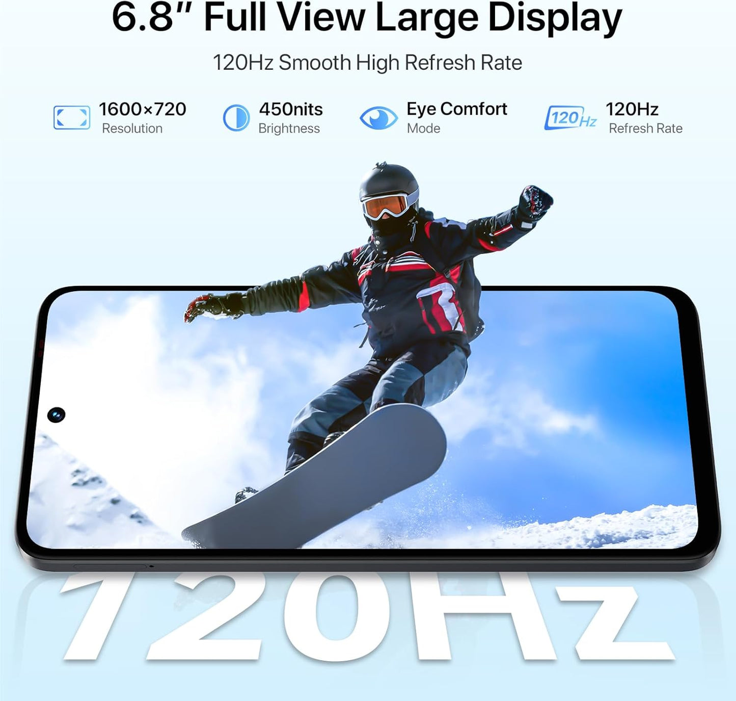 UMIDIGI Note 100A Cell Phone, 8(4+4)+256GB/1TB TF, 6.8" HD+ 120Hz Display Phones, Android 14 Unlocked Smartphone