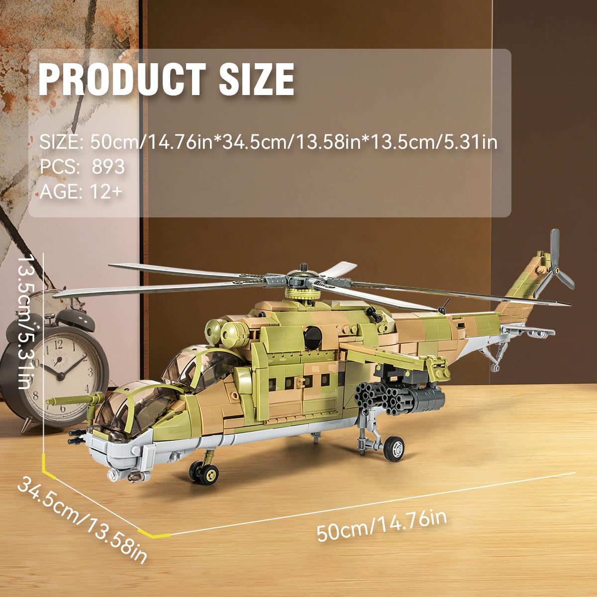MI-24S Helicopter Medium Utility Military Army Airplane Building Bricks Set, 850+ Pieces - BigGreenBear.com RC Airplane 59.43 USD Big Green Bear