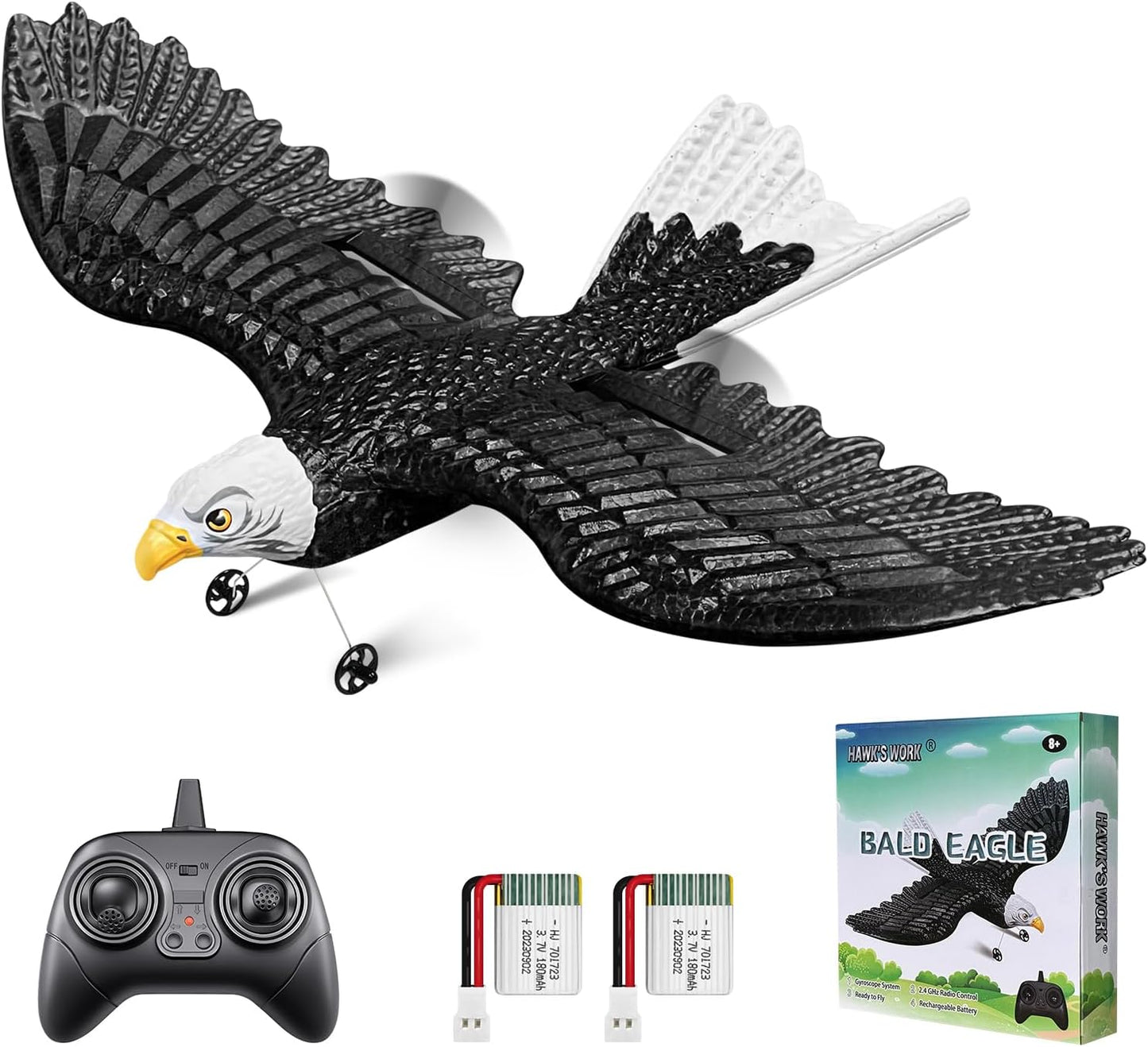 HAWK'S WORK RC Eagle, 2 CH RC Plane Ready to Fly, 2.4GHz Remote Control Airplane