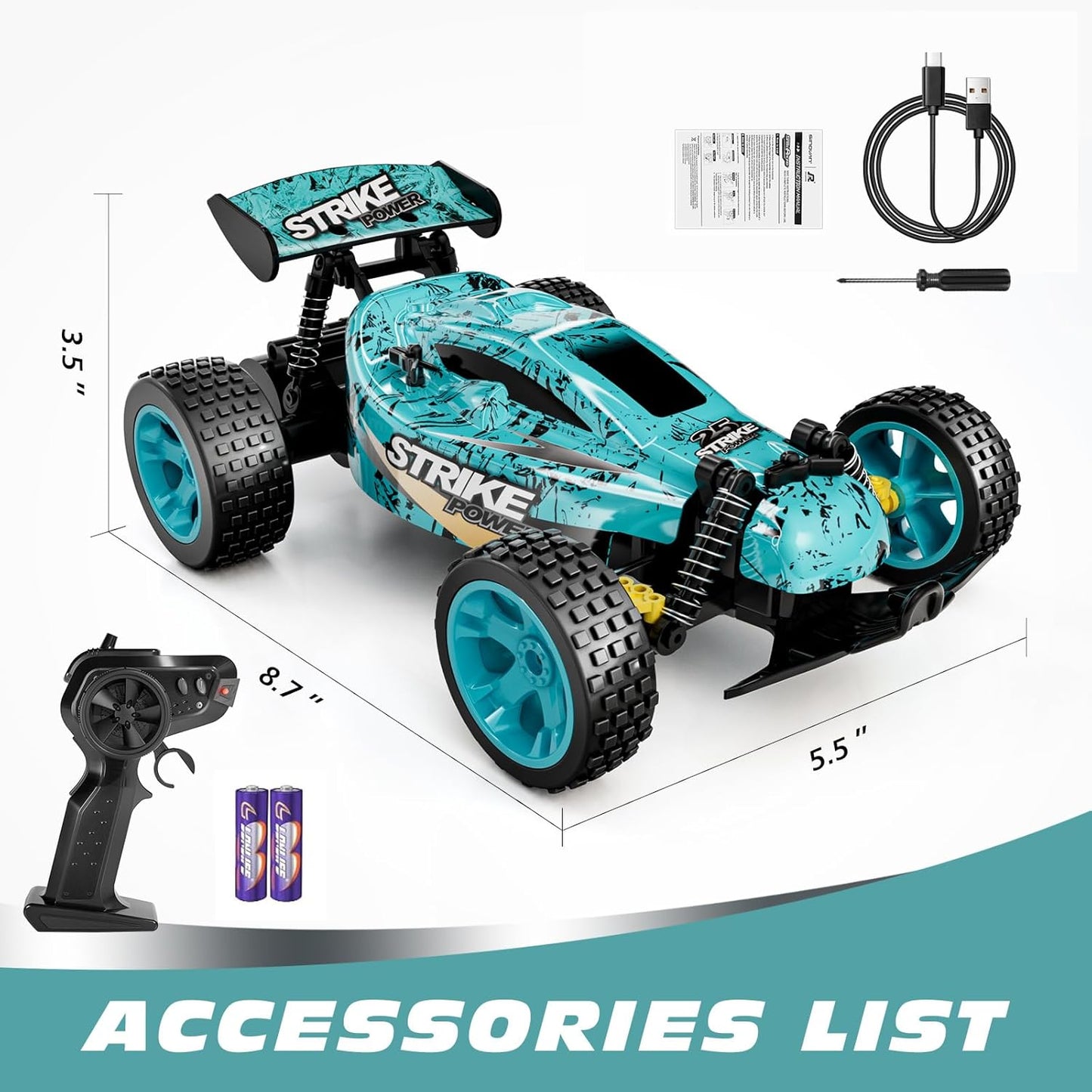 RC Cars Remote Control Car 1:18 Scale 20 KM/H 2WD Offroad Buggy, 2.4GHz - BigGreenBear.com Toys 29.98 USD Big Green Bear