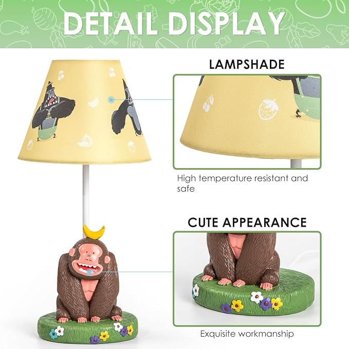 Adorable Chimpanzees Style Bedside Kids Table Lamp, 16 Inch Desk Lamp -  BigGreenBear.com Lighting 29.99 USD Big Green Bear