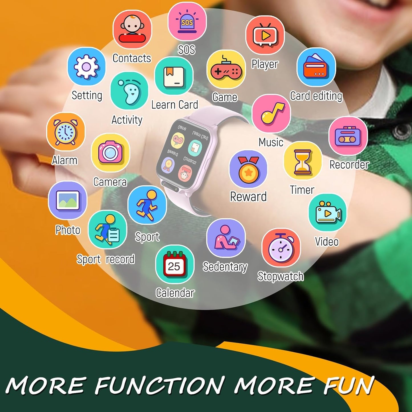 Smart Watch for Kids, 1.85" Fitness Tracker with Heart Rate, Sleep Monitor, IP68 Waterproof - BigGreenBear.com SMART WATCH 32.99