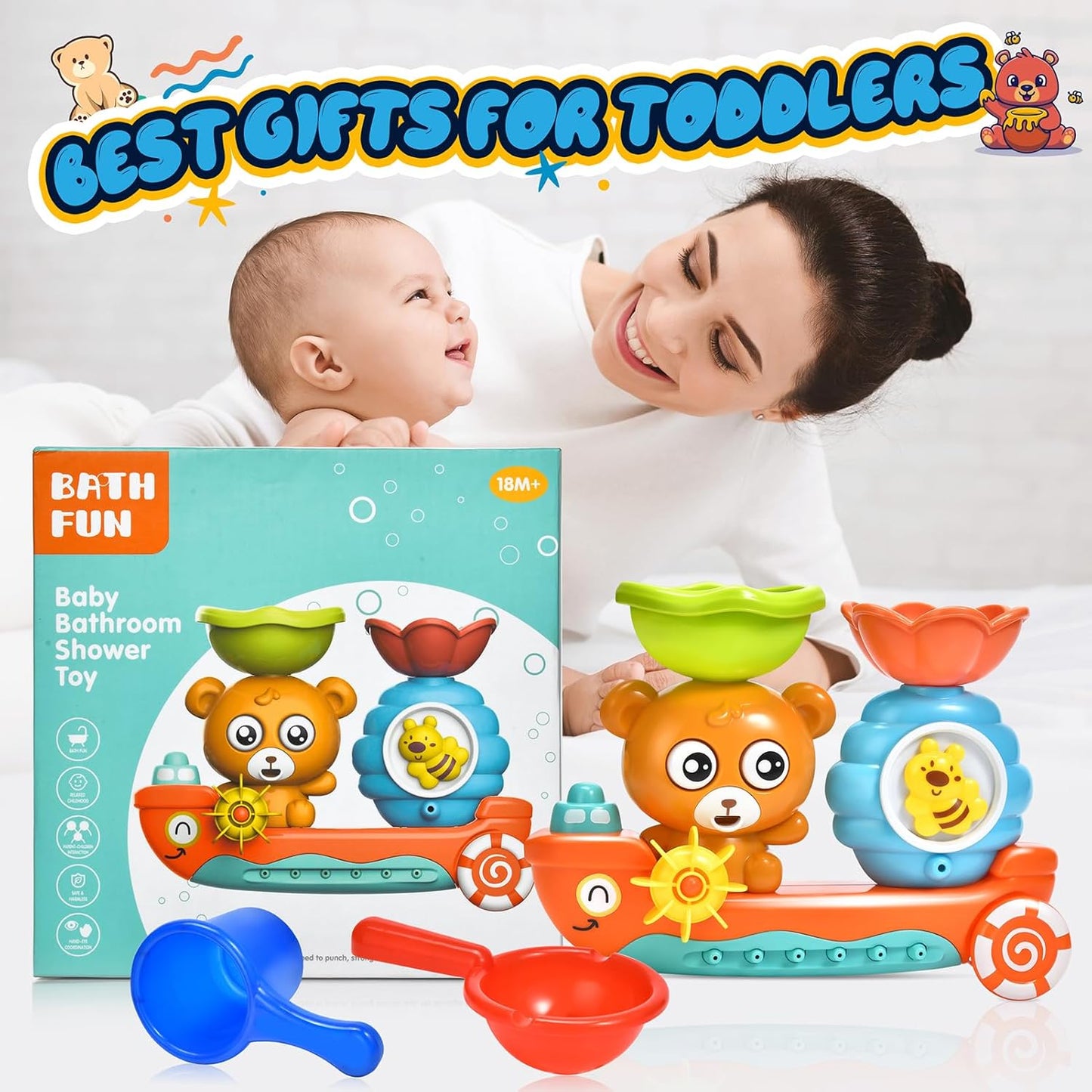 Baby Bath Toys for Kids Ages 1-3 Toddler Bathtub Toys