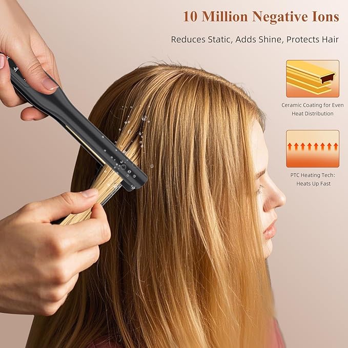 Flat Iron, 1/2 Inch Hair Straightener and Curler 2 in 1, Ceramic Ionic Floating Plates -  BigGreenBear.com Beauty Products 14.99 USD Big Green Bear