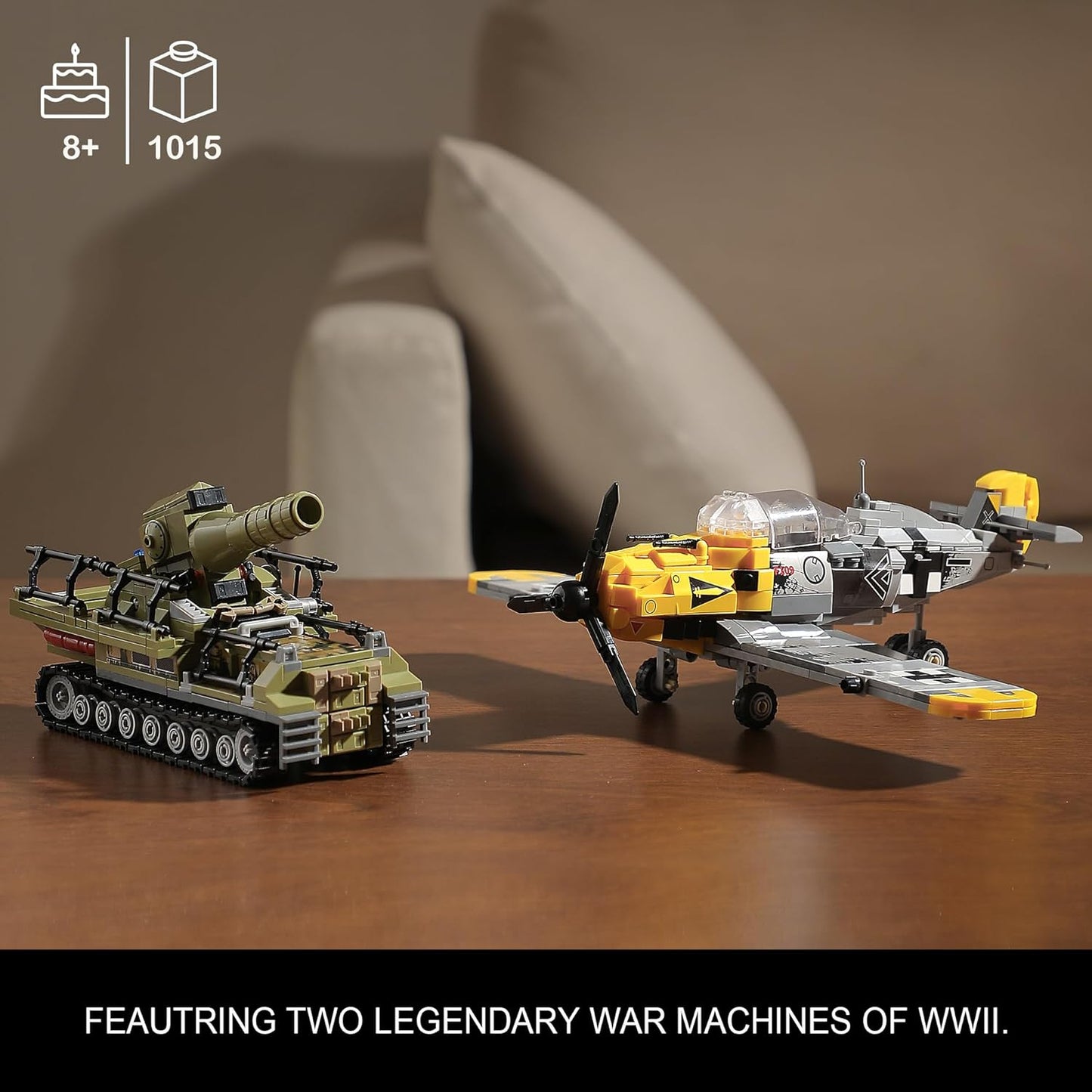 1015PCS BF109 Plane Fighter Jet & a Karl Giant Mortar Tank, Great WWII Army Airplane - BigGreenBear.com Building Toys 29.99 USD Big Green Bear