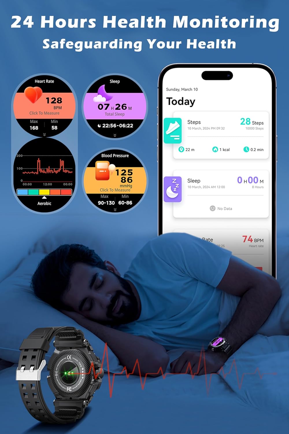 Men's Smart Watch with Earbuds, TWS Wireless Earphones for Android iOS Phones - BigGreenBear.com SMART WATCH 49.23 USD Big Green Bear