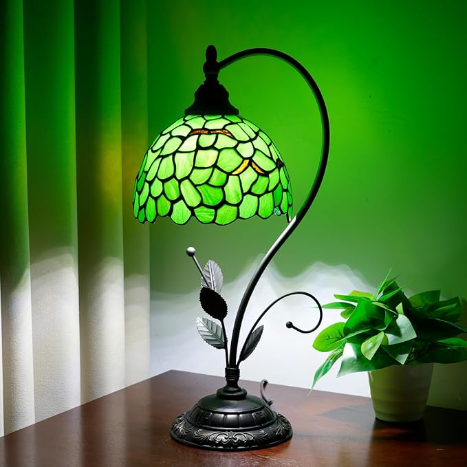 Green Leaf Table Lamp Tiffany Lamp Handcrafted Stained Glass lamp