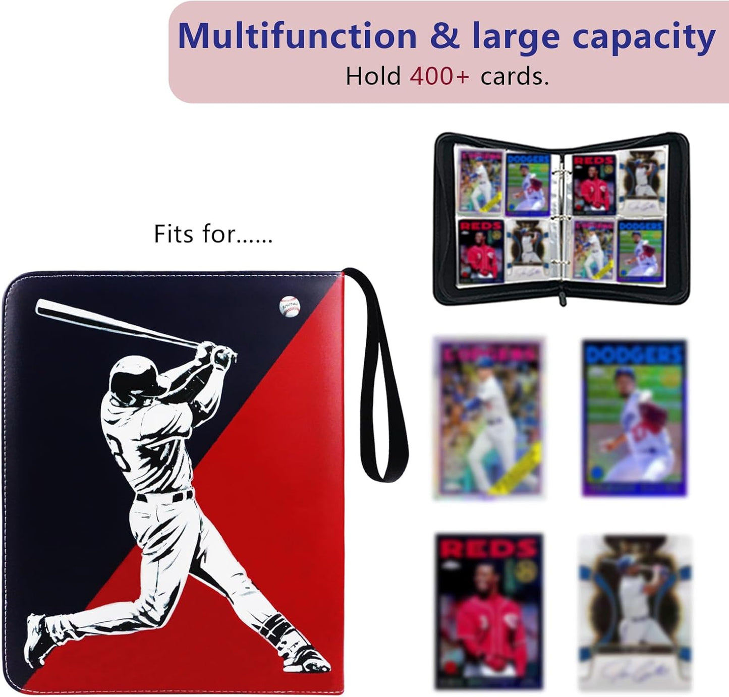 Baseball Card Binder, Sports Trading Card with Sleeves Holder Album, 400 Pockets