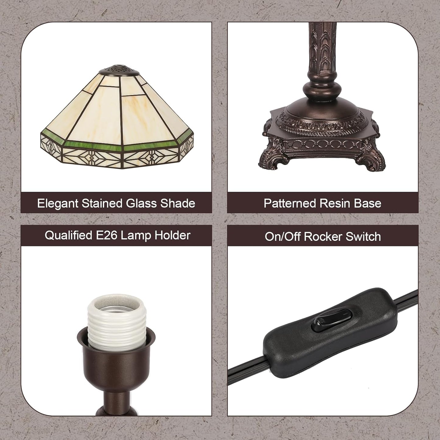 Tiffany Table Lamp, Vintage Style Desk Lamp with Stained Glass Shade -  BigGreenBear.com table lamp 69.99 USD Big Green Bear