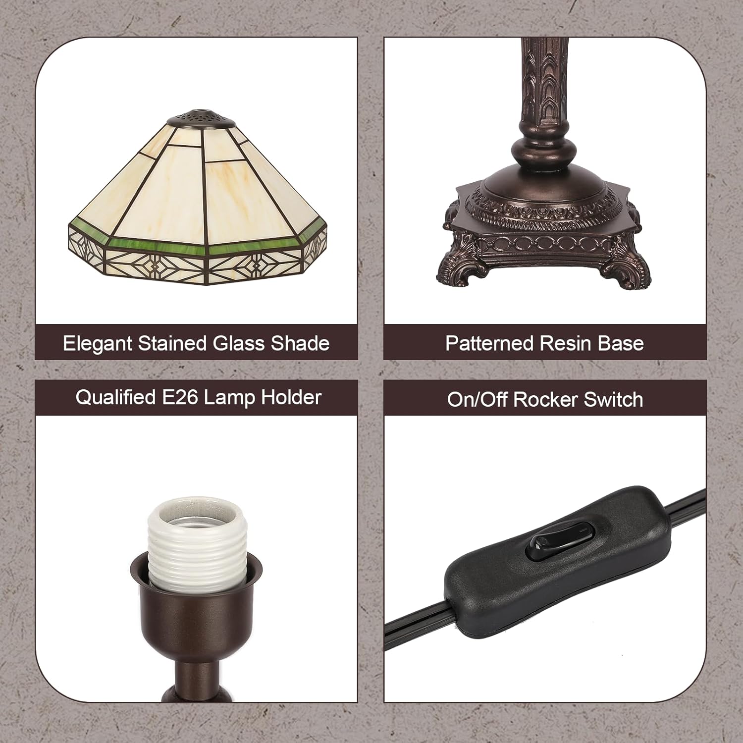 Tiffany Table Lamp, Vintage Style Desk Lamp with Stained Glass Shade -  BigGreenBear.com table lamp 69.99 USD Big Green Bear