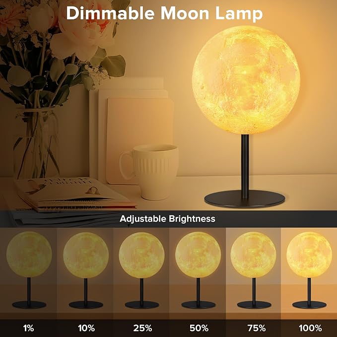 Moon Lamp Small Table Lamp Dimmable 30 Modes, Nightstand Desk Lamp