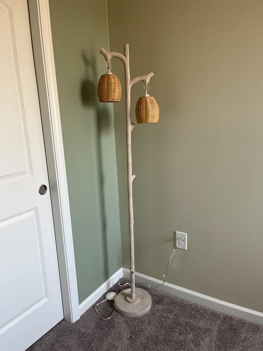 Vintage Style 68" High Farmhouse Rustic Country Cottage Floor Lamp Tree Trunk Faux Wood -  BigGreenBear.com Lighting 105.00 USD Big Green Bear