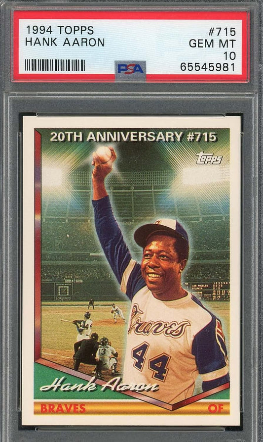 Hank Aaron 1994 Topps Baseball Card #715 Graded PSA 10 -  BigGreenBear.com Baseball cards 139.89