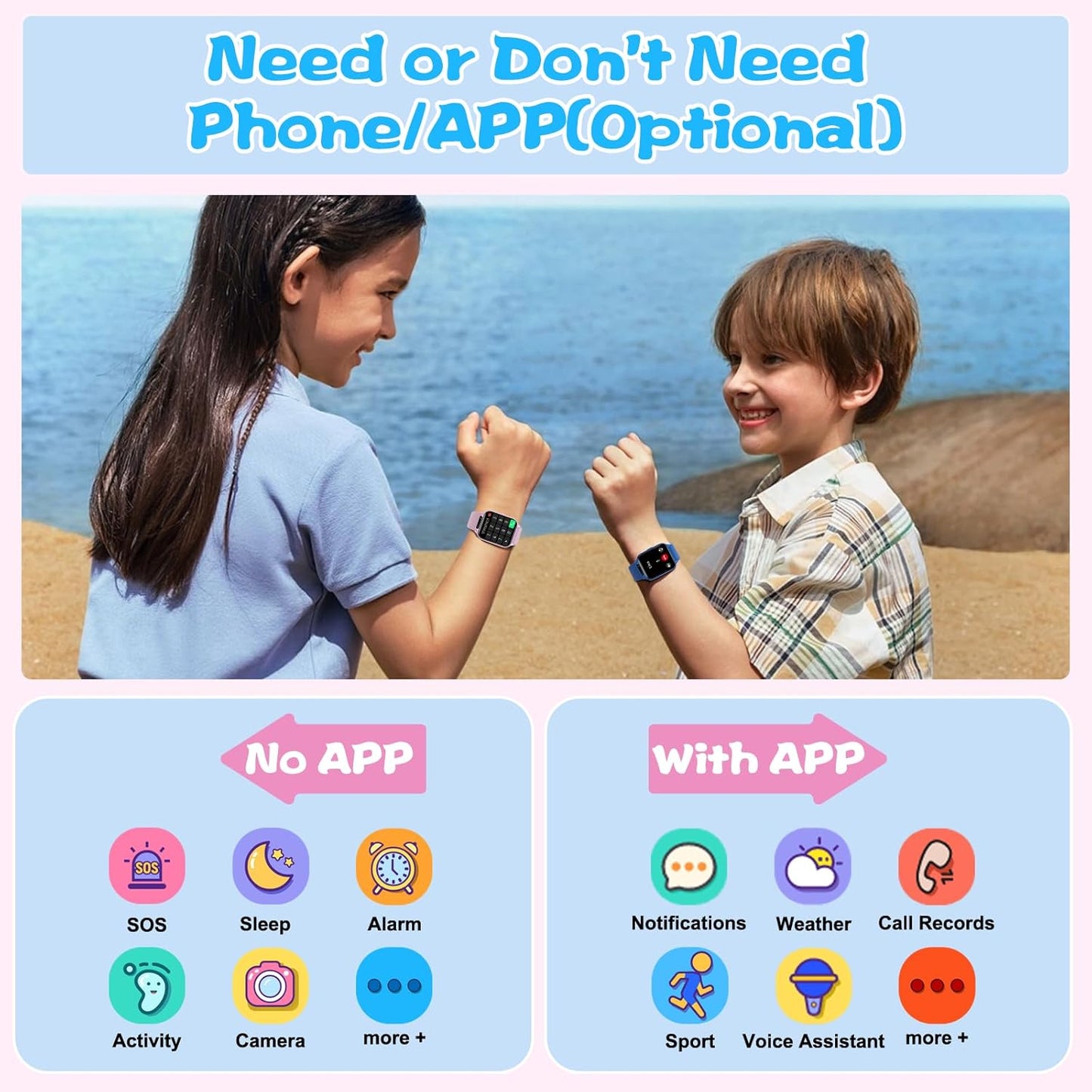 Smart Watch for Kids, 1.85" Fitness Tracker with Heart Rate, Sleep Monitor, IP68 Waterproof - BigGreenBear.com SMART WATCH 32.99