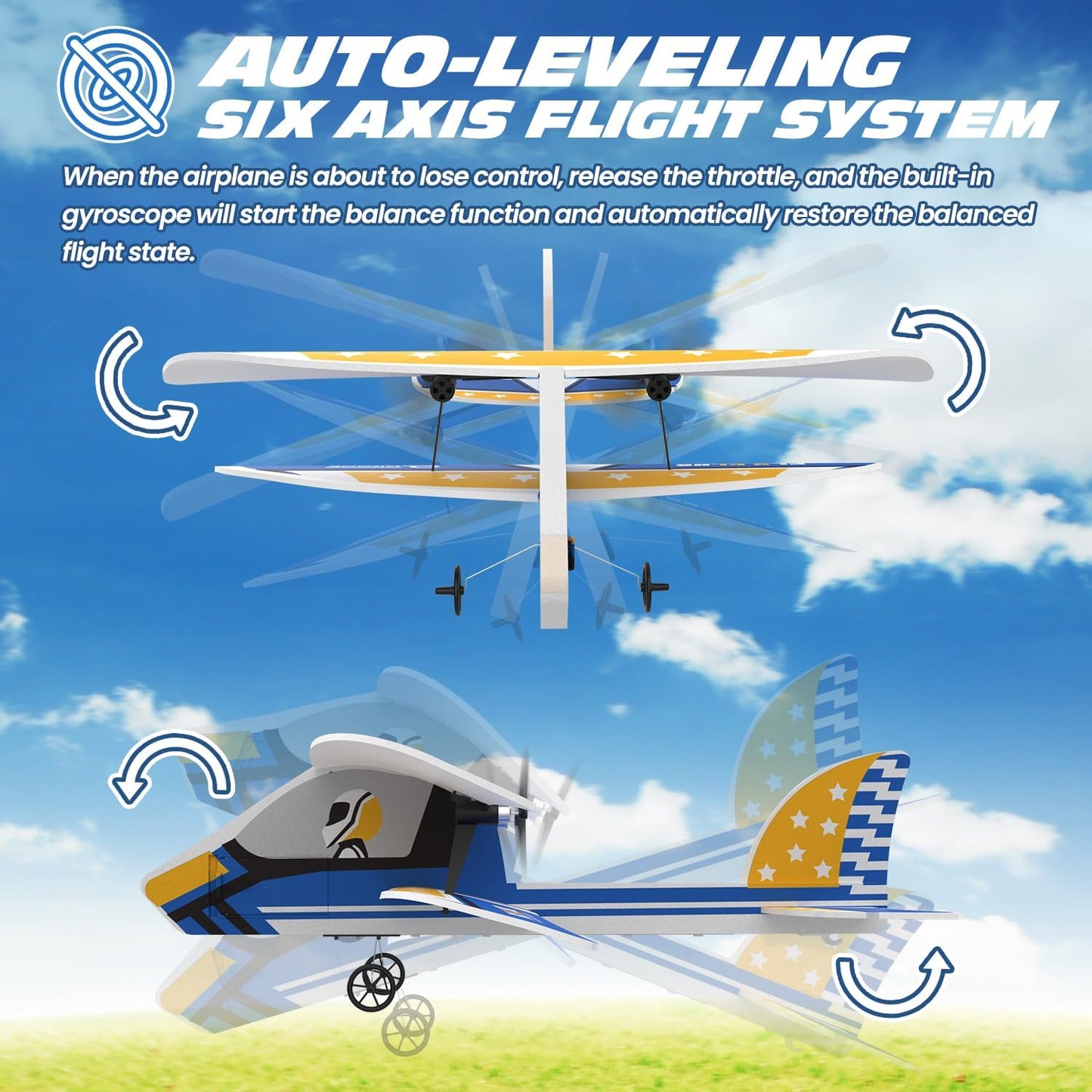 RC Plane, 2.4GHZ Remote Control Airplane W/ 3 Batteries & 6-axis Gyro Stabilizer - BigGreenBear.com Toys 39.99 USD Big Green Bear