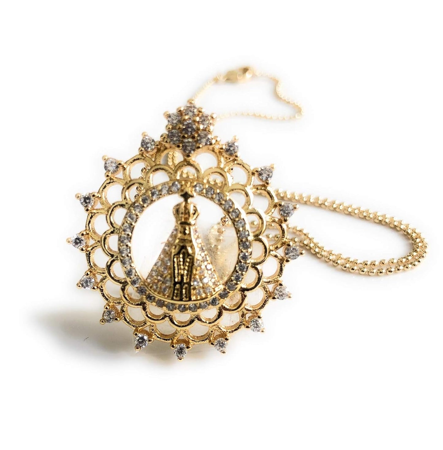 Virgen de la Caridad del Cobre Necklace 17.5 Inches Ball Chain Round Cuban Medal - BigGreenBear.com jewelry 39.99 USD Big Green Bear