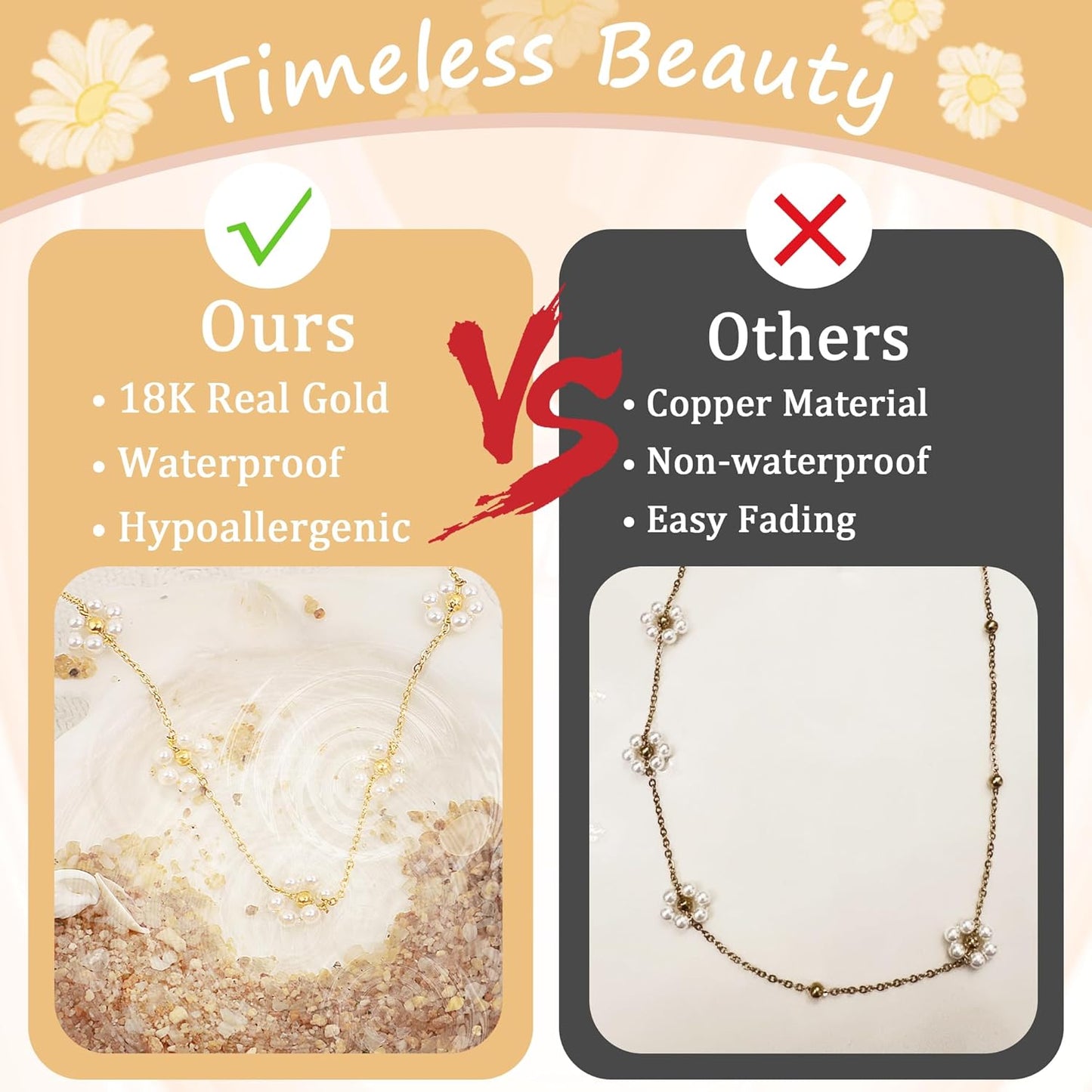 Daisy Pearl Necklace, Dainty Pearl Choker Necklace for Women - BigGreenBear.com jewelry 14.32