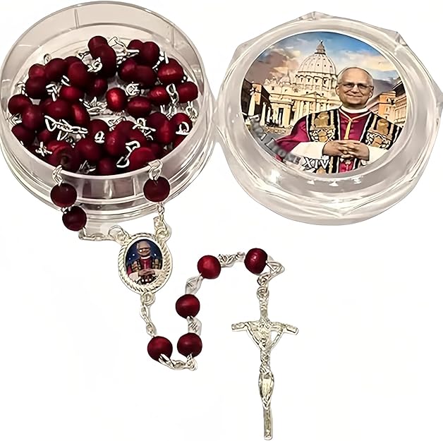 Pope Leo Xiv Rosary Handmade Wooden Rosary Beads Catholic Necklace - BigGreenBear.com jewelry 18.99 USD Big Green Bear