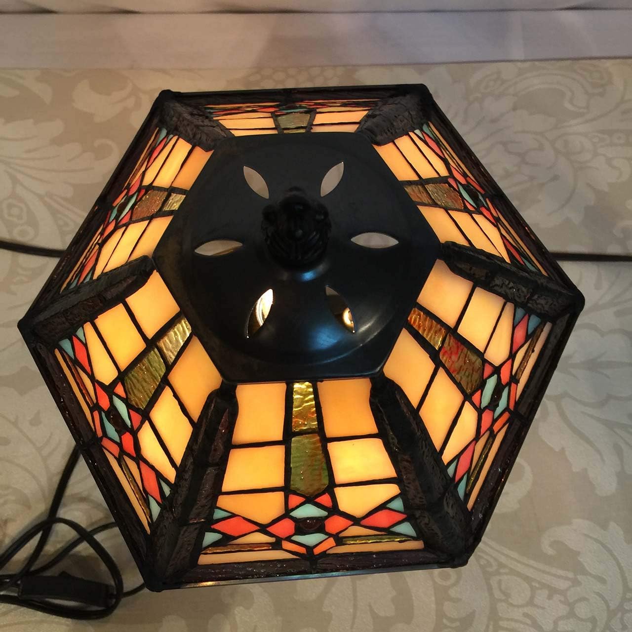 Mission Style Table Lamp Tiffany Handcrafted Stained Glass 16" High - BigGreenBear.com Lighting 149.99