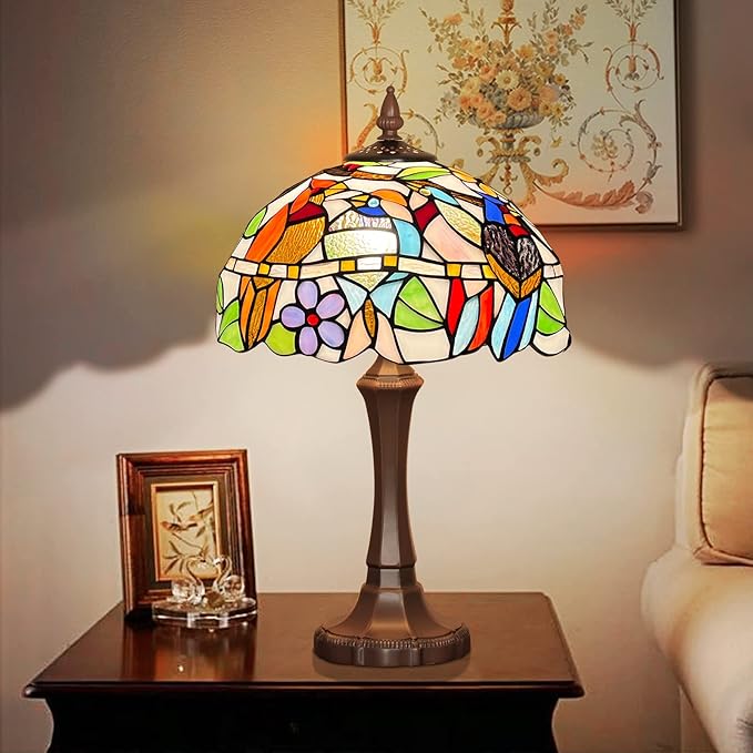 Tiffany Lamp Handmade Stained Glass Table Lamp Cardinal Birds Style 20" - BigGreenBear.com Lighting 165.00