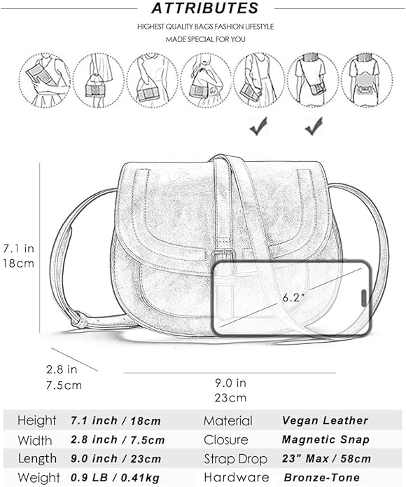 Crossbody Bags for Women, Small Saddle Purse - BigGreenBear.com HANDBAGS 29.99 USD Big Green Bear