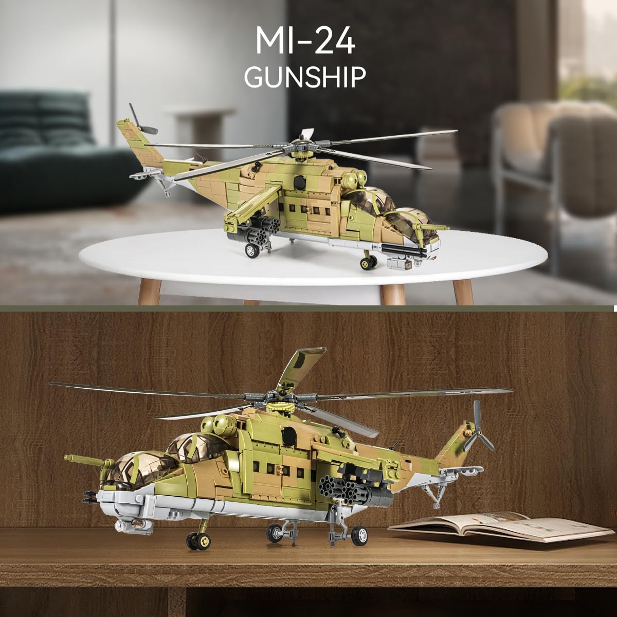 MI-24S Helicopter Medium Utility Military Army Airplane Building Bricks Set, 850+ Pieces - BigGreenBear.com RC Airplane 59.43 USD Big Green Bear