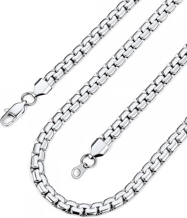 NEW! Solid Stainless Steel 6MM Flat Box Link Chains for Men 14"-30" - BigGreenBear.com jewelry 32.00 USD Big Green Bear