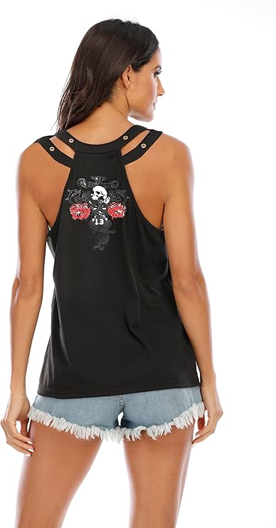 Skull Shirt for Women Tank Top Sleeveless
