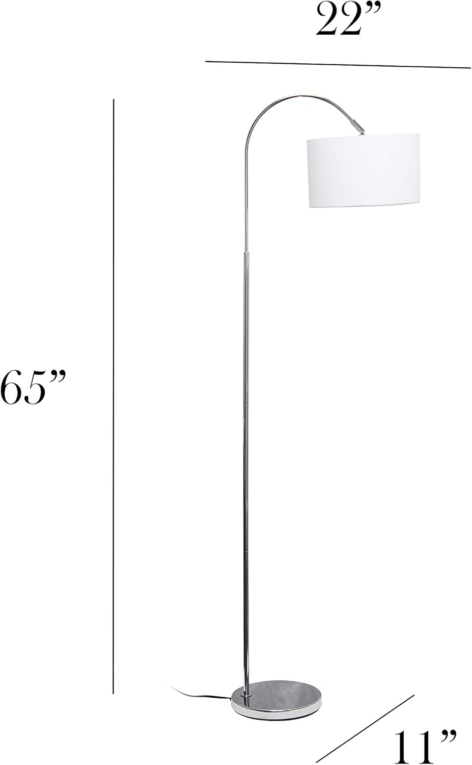 Brushed Nickel Arched Floor Lamp with White Shade for Living Room, Hallway, Entryway