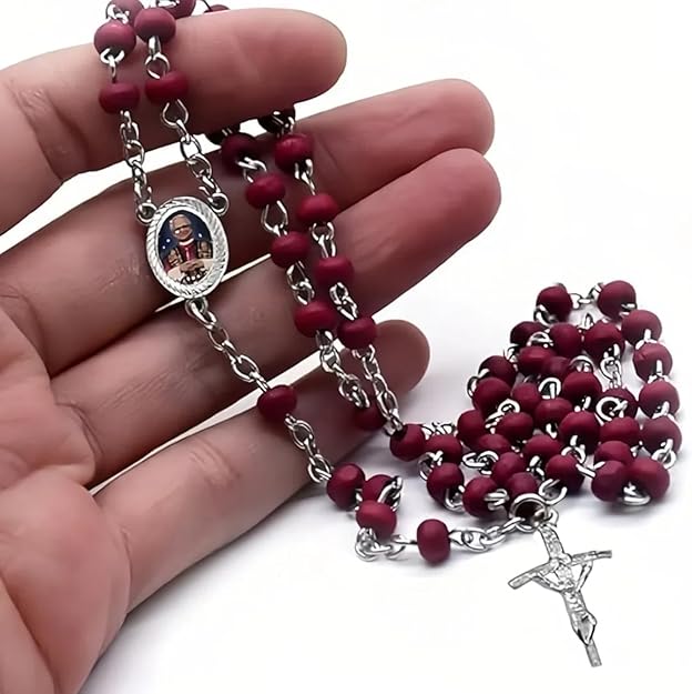Pope Leo Xiv Rosary Handmade Wooden Rosary Beads Catholic Necklace - BigGreenBear.com jewelry 18.99 USD Big Green Bear