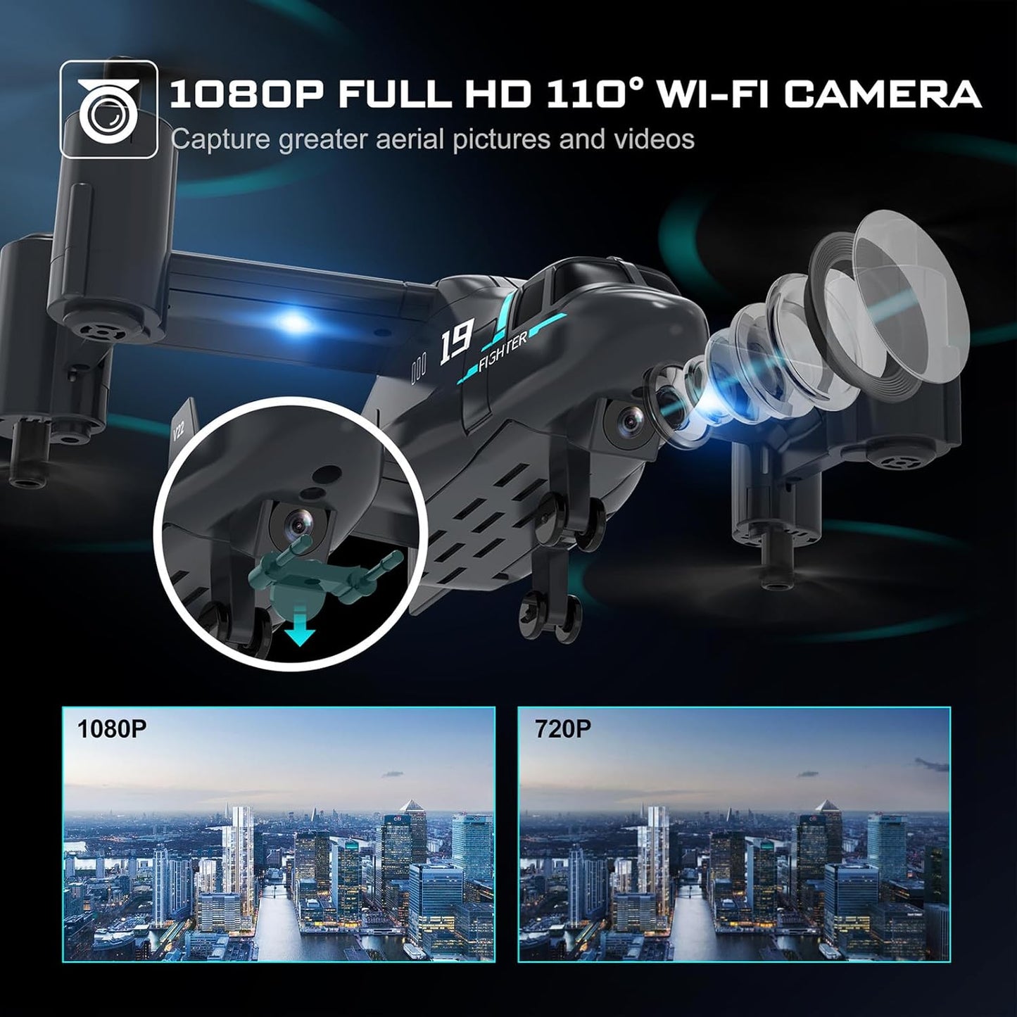 LM19 Drone with HD Camera, RC V22 Osprey Military Helicopter RC