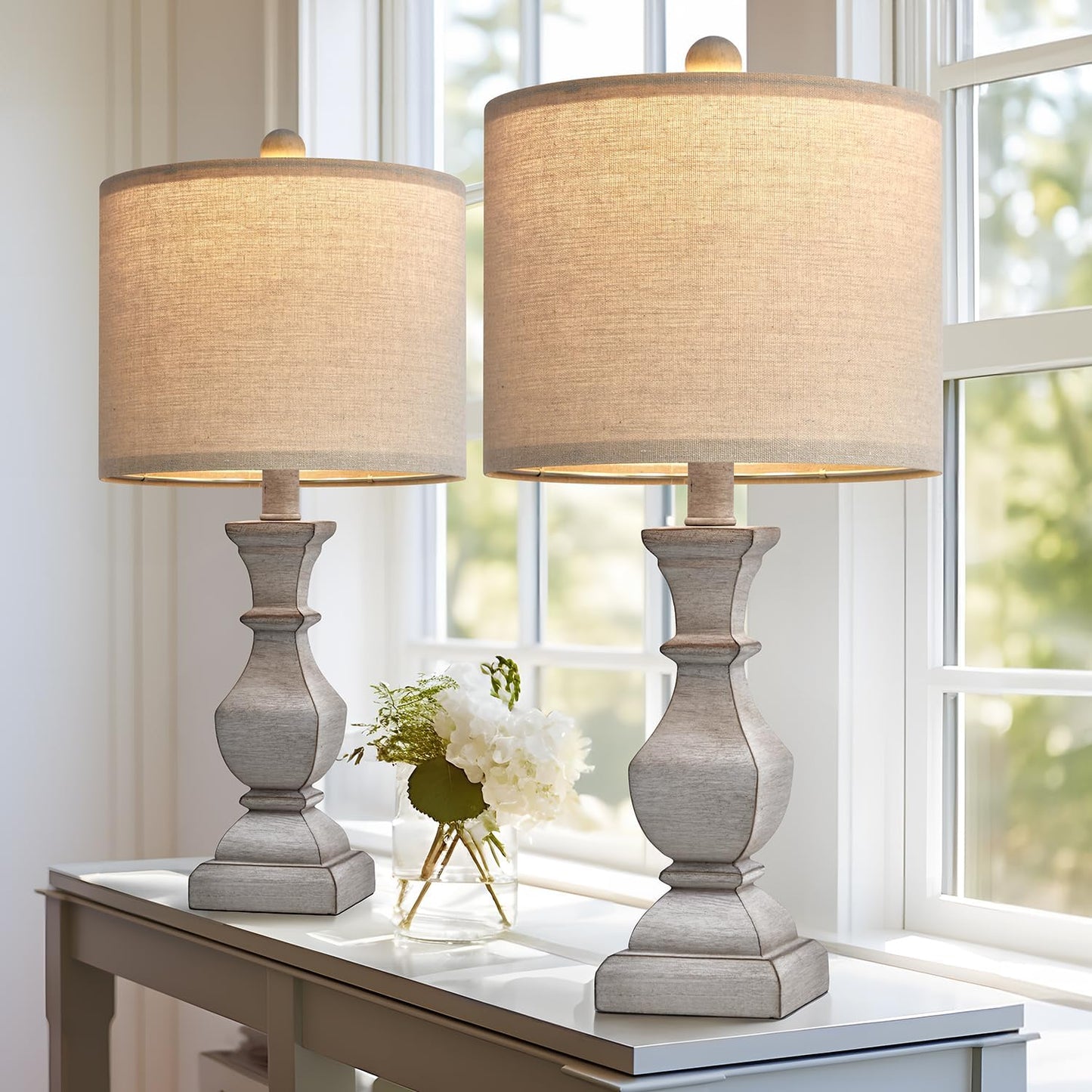 Set of 2, Vintage Bedside Lamps for Bedroom, Farmhouse Lamp 20.5" High - BigGreenBear.com Lighting 69.99 USD Big Green Bear