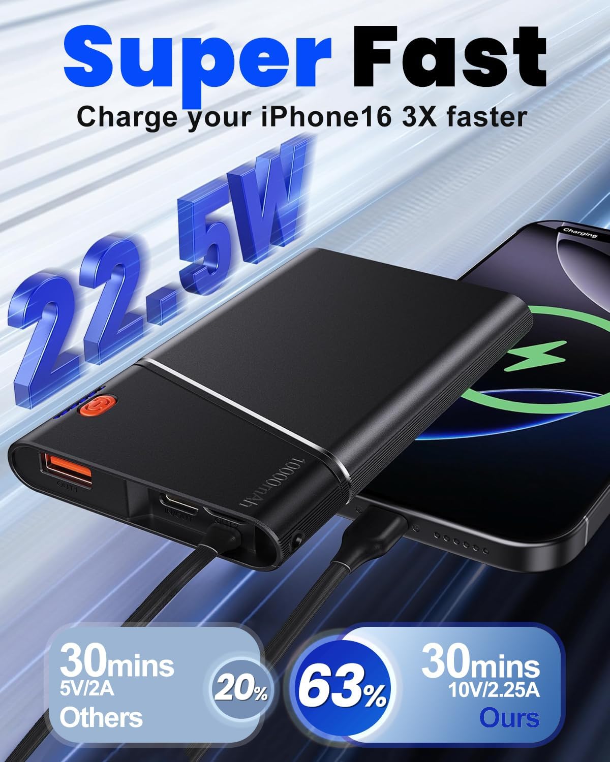 Portable Charger Power Bank, 10000mAh 22.5W PD - BigGreenBear.com cell phone 24.50 USD Big Green Bear