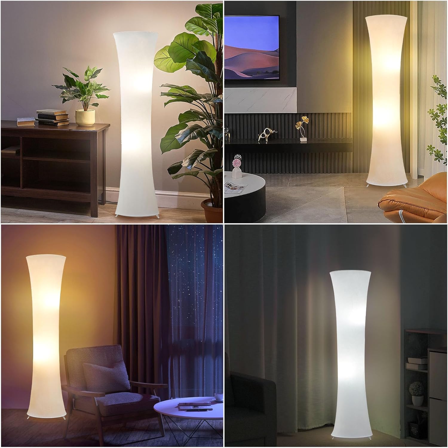 46“ Floor Lamp for Living Room, 3 Color Temperature White Fabric Lampshade -  BigGreenBear.com Lighting 49.99 USD Big Green Bear