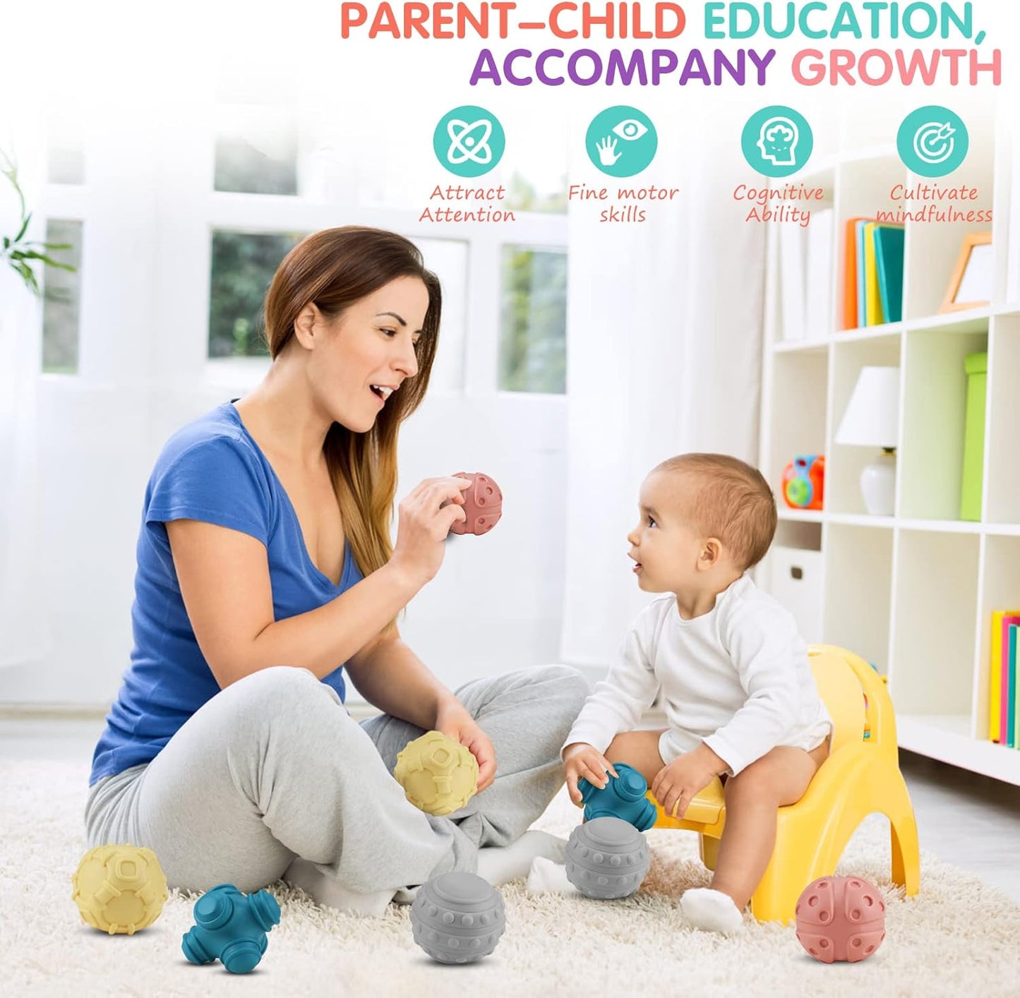 NEW! 4 Pack Sensory Balls for Baby, Baby Balls Toys Gift for 6-12 Months