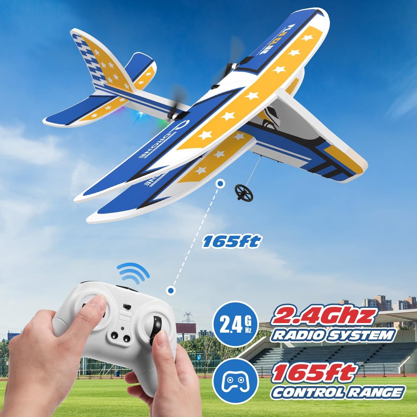 RC Plane, 2.4GHZ Remote Control Airplane W/ 3 Batteries & 6-axis Gyro Stabilizer - BigGreenBear.com Toys 39.99 USD Big Green Bear