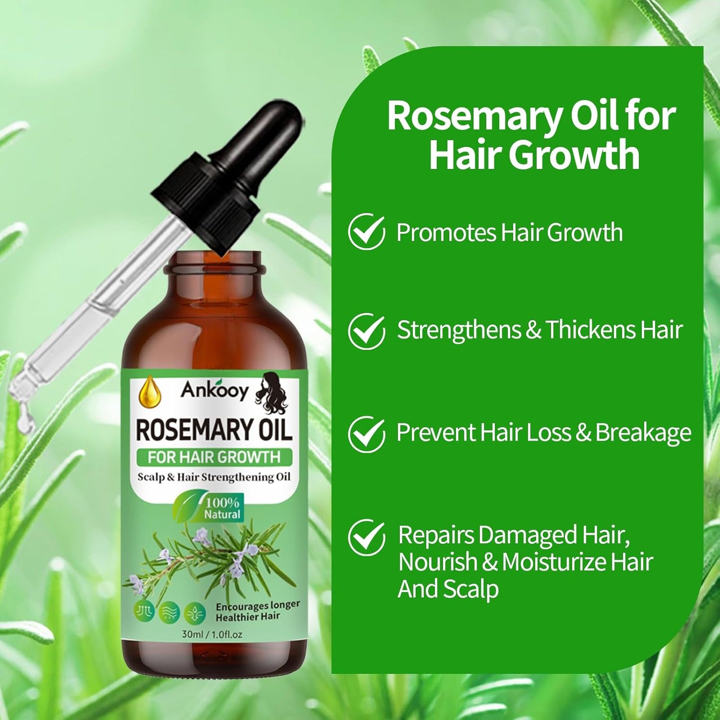 3 Pack Rosemary Oil, Hair Strengthening Care Promotes Hair Thickness for Men Women - BigGreenBear.com Beauty Products 15.25 USD Big Green Bear