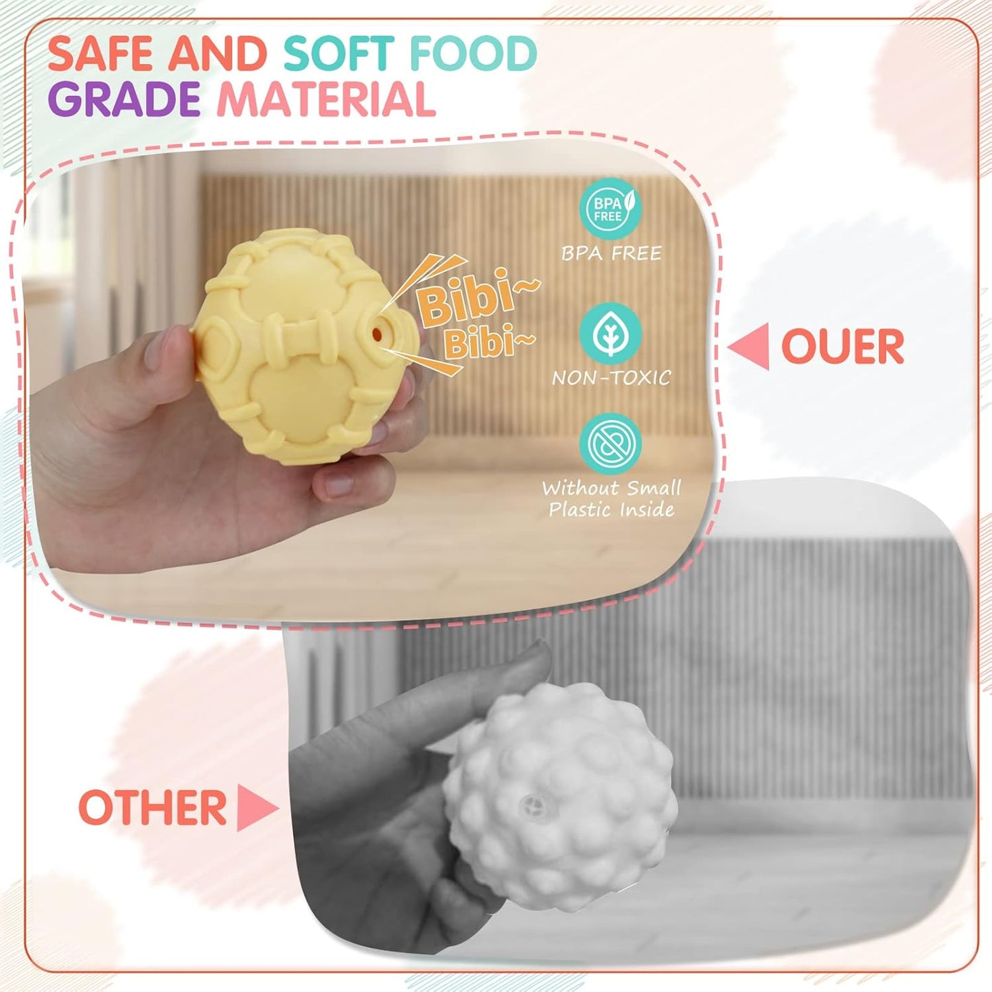 NEW! 4 Pack Sensory Balls for Baby, Baby Balls Toys Gift for 6-12 Months