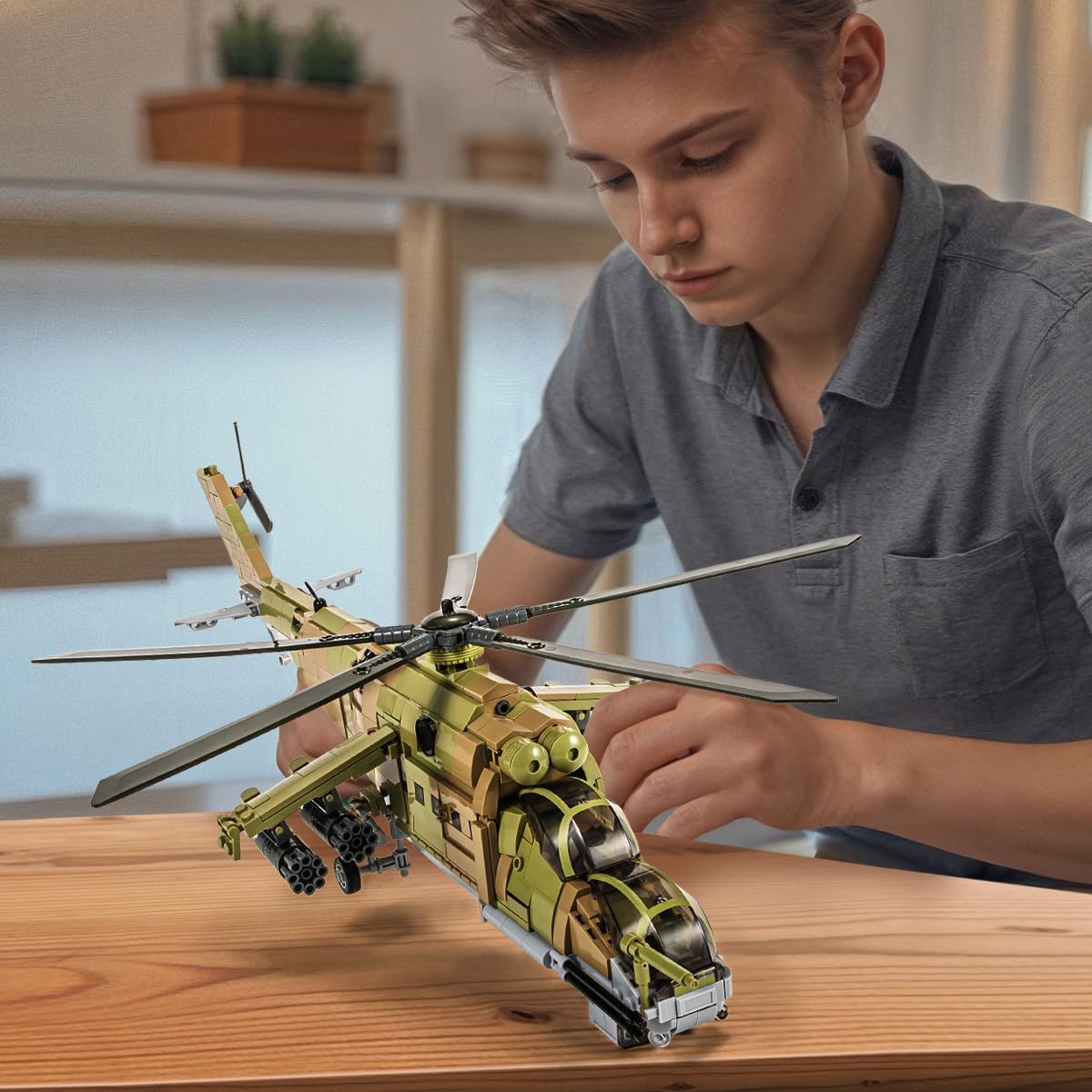 MI-24S Helicopter Medium Utility Military Army Airplane Building Bricks Set, 850+ Pieces - BigGreenBear.com RC Airplane 59.43 USD Big Green Bear